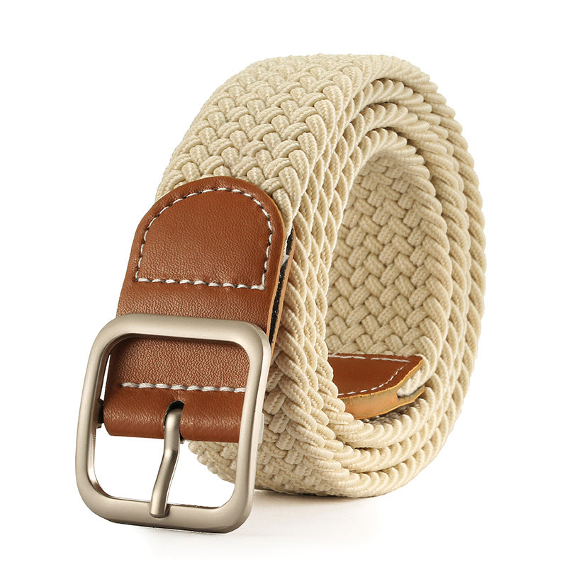 Punch-free belt ladies wild jeans canvas belt woven elastic elastic pin buckle student lazy cloth belt