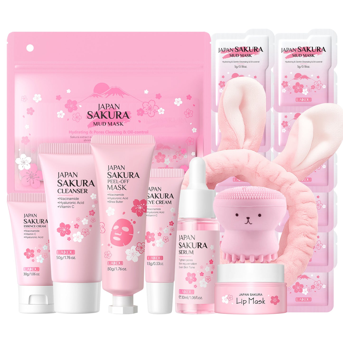 Cross-border full English LAIKOU cherry blossom series skin care set combination facial care full set of hydration manufacturers in stock