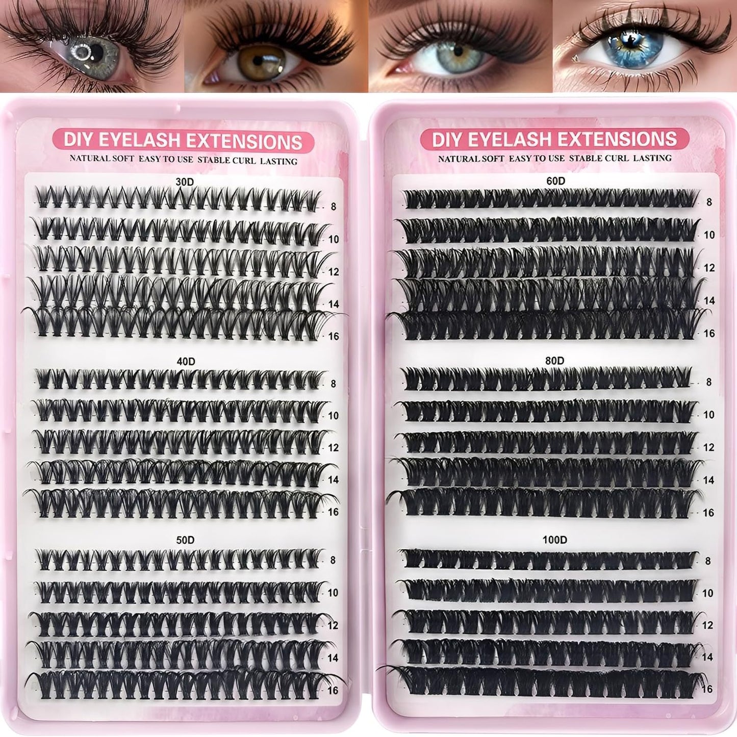 Cross-border 570 clusters DIY segmented false eyelashes European and American hair eyelashes book eyelashes natural D curled eyelashes