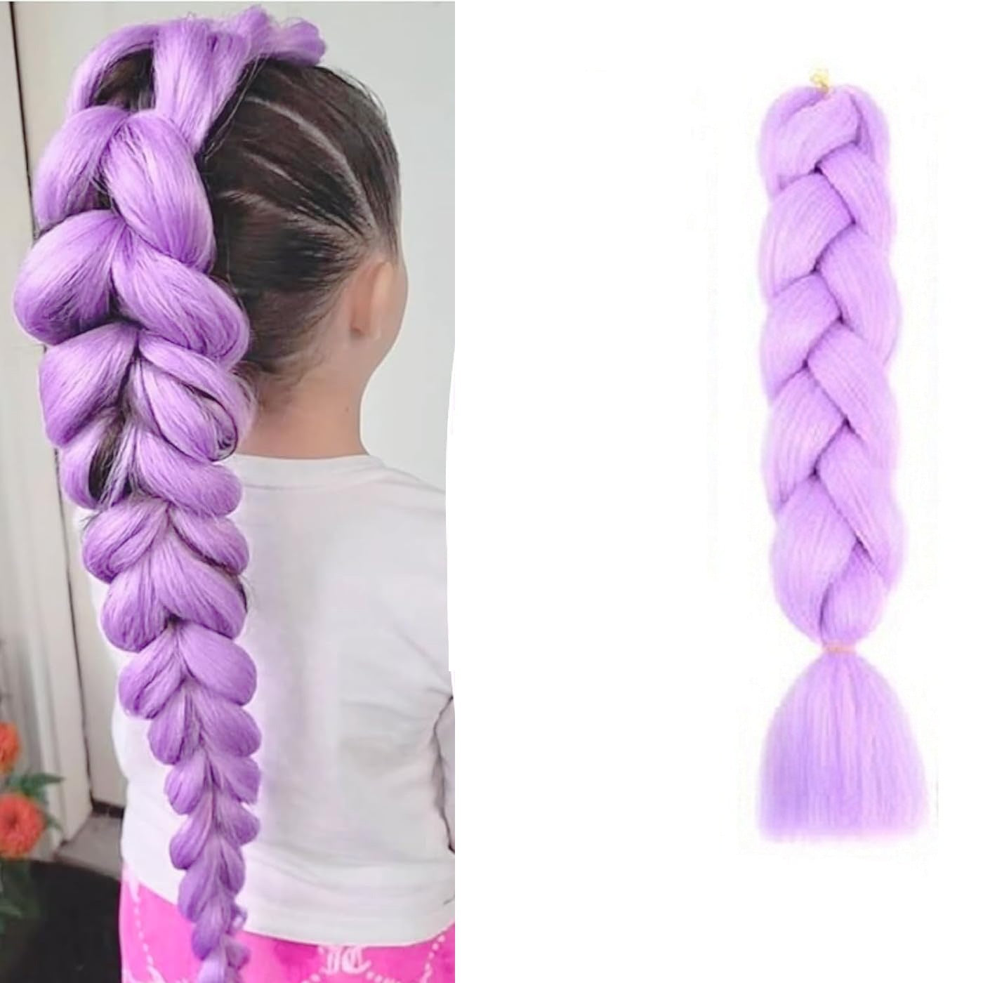 Skpop witch hunt group cos wig children's rumi purple braid twist braid clip ponytail hair accessories
