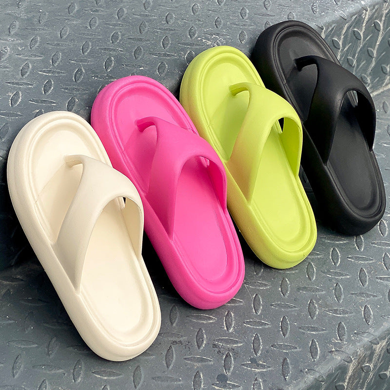 Wholesale-stepping touching flip-flops women's eva summer wear slippers men's thick-soled non-slip couple soft-soled sandwiched sand