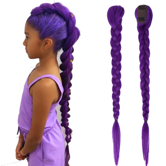 Skpop witch hunt group cos wig children's rumi purple braid twist braid clip ponytail hair accessories