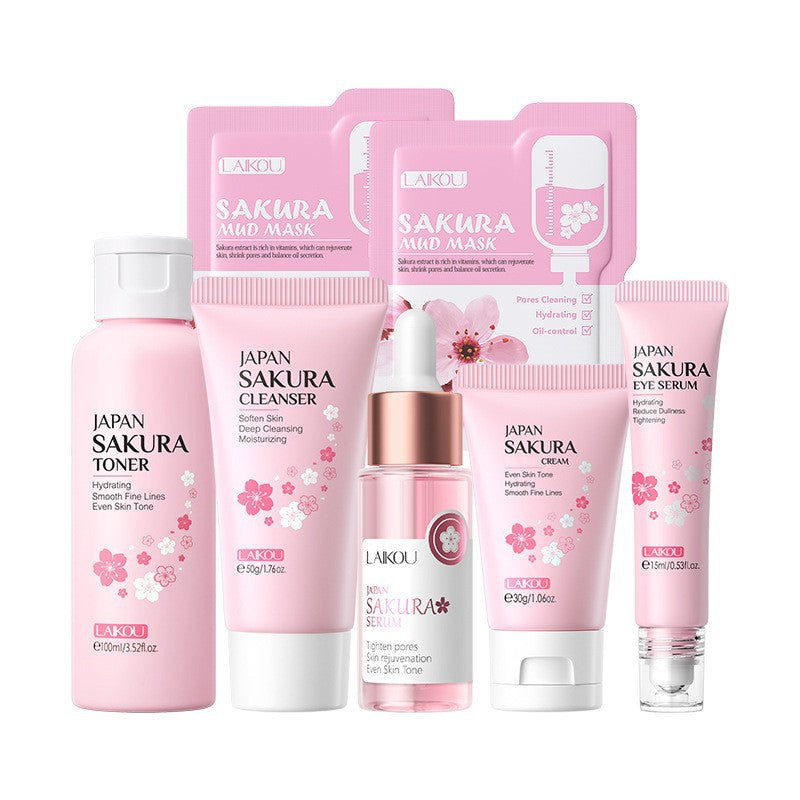 Cross-border full English LAIKOU cherry blossom series skin care set combination facial care full set of hydration manufacturers in stock