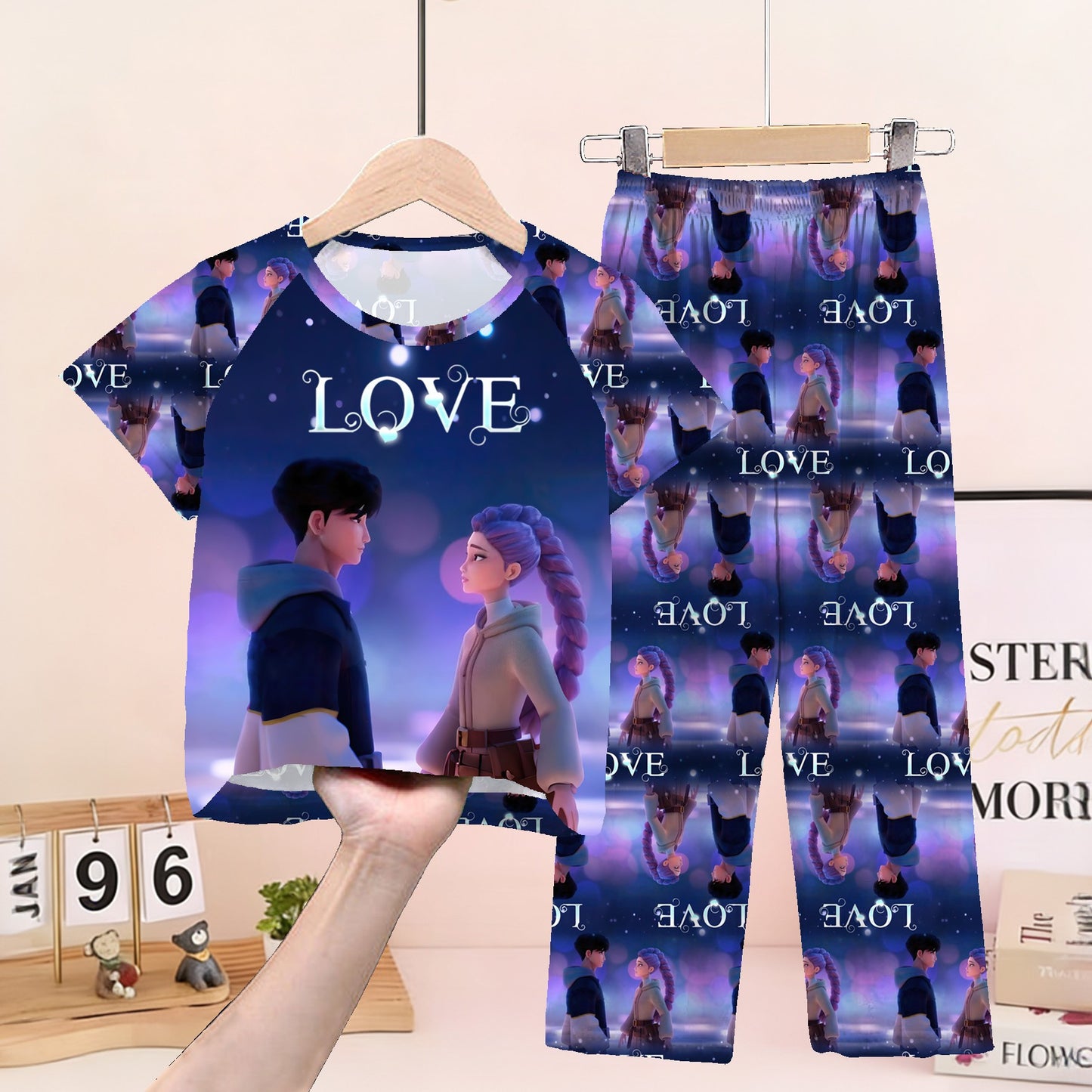 Foreign trade children's pajamas, spring and summer short-sleeved trousers, cartoon Sharjah men's group K-POP girl group middle and adult children's loungewear