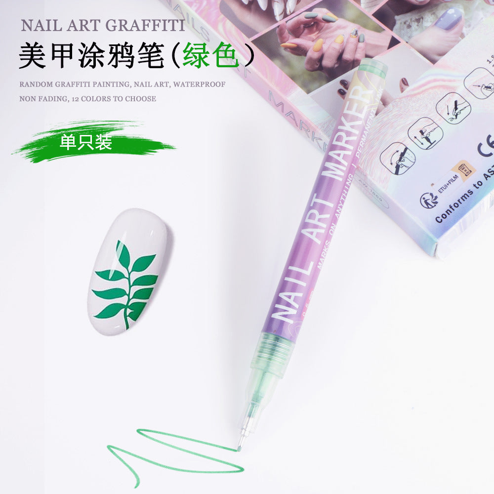 Cross-border SHEIN hot selling nail pen DIY painting graffiti nail art high-gloss hook pen acrylic marker set