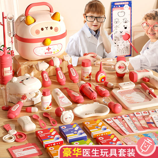 Children's play house little doctor toy set girl stethoscope doctor medical box nurse plays injection baby