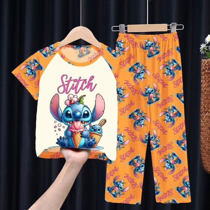 Foreign trade children's pajamas, spring and summer short-sleeved trousers, cartoon Sharjah men's group K-POP girl group middle and adult children's loungewear