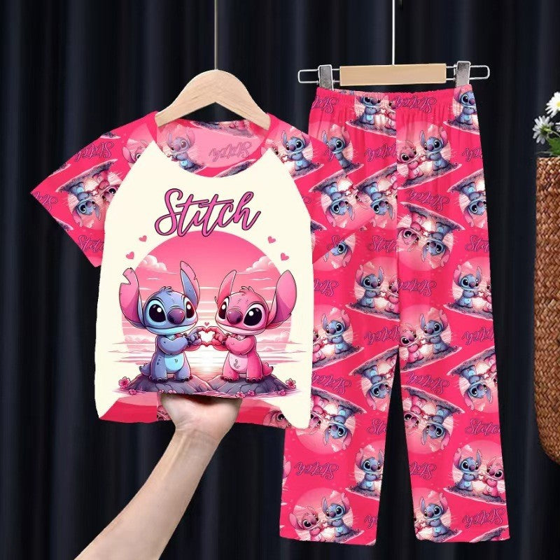 Foreign trade children's pajamas, spring and summer short-sleeved trousers, cartoon Sharjah men's group K-POP girl group middle and adult children's loungewear