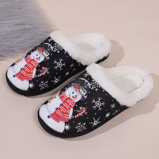 Cross-border spot new cotton slippers women's spring Japanese fashion home wear-resistant slippers cotton shoes cute Christmas series