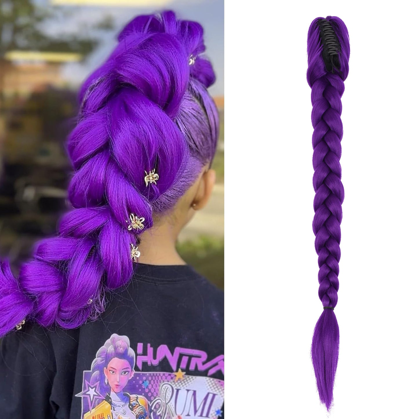 Skpop witch hunt group cos wig children's rumi purple braid twist braid clip ponytail hair accessories