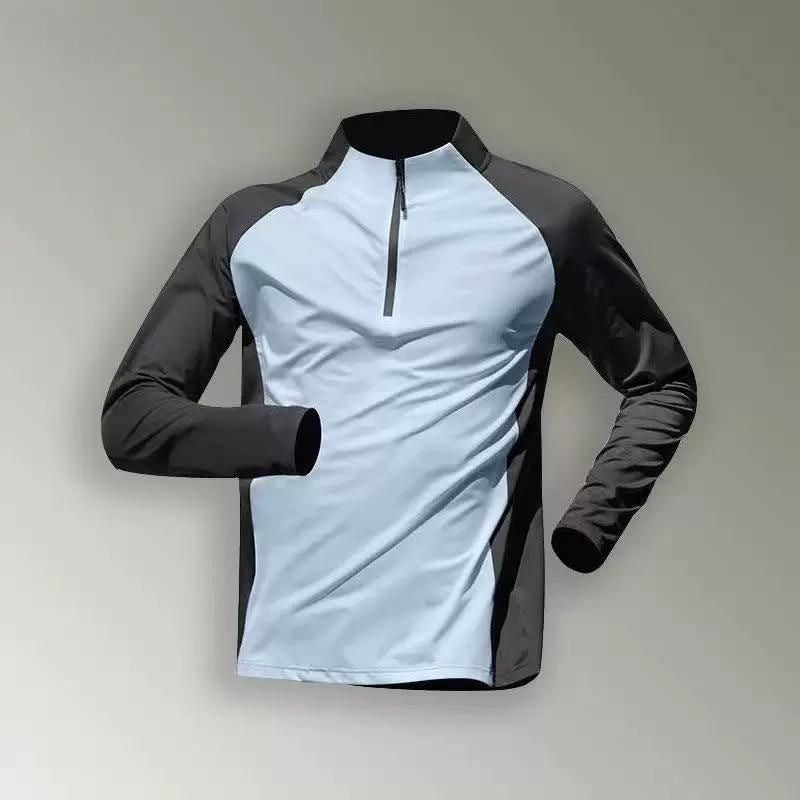 Half zip up training clothes men's long sleeve quick-drying clothes cycling sports track and field t-shirt tops running fitness clothes