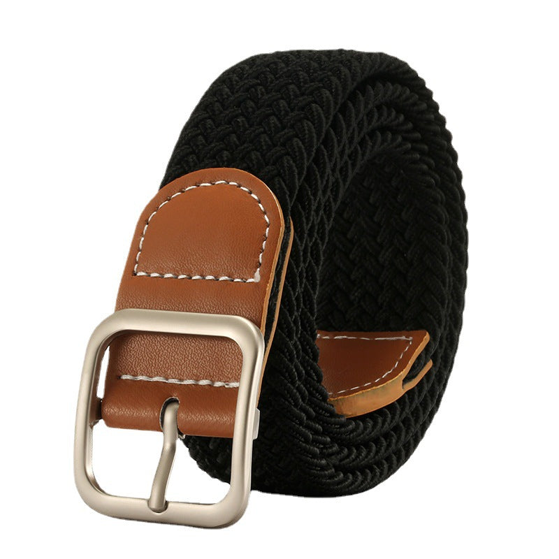 Punch-free belt ladies wild jeans canvas belt woven elastic elastic pin buckle student lazy cloth belt