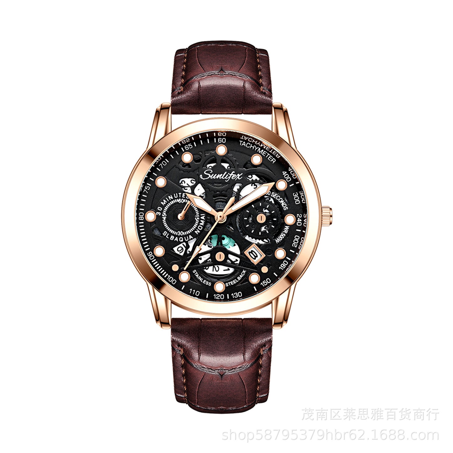 Foreign trade hot direct sales new men's watch student men's luminous waterproof sports leather strap black quartz watch