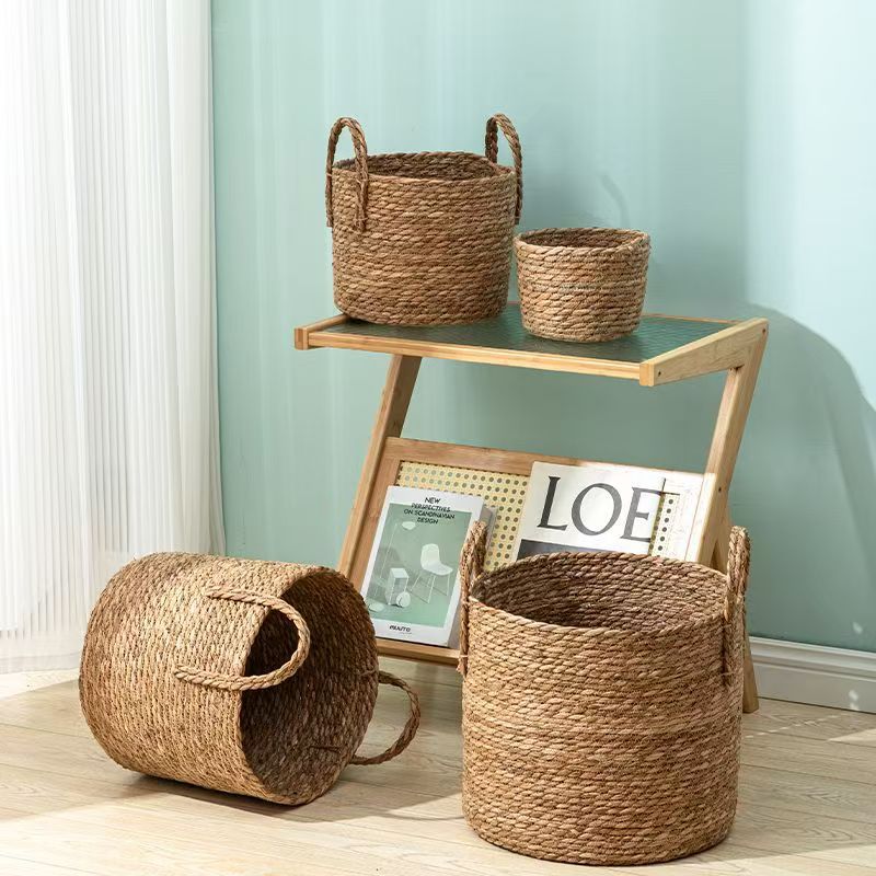 Nordic rattan straw flower pot simple woven flower basket green plant decoration large pot set living room balcony floor flower vase