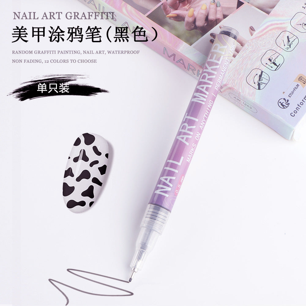 Cross-border SHEIN hot selling nail pen DIY painting graffiti nail art high-gloss hook pen acrylic marker set