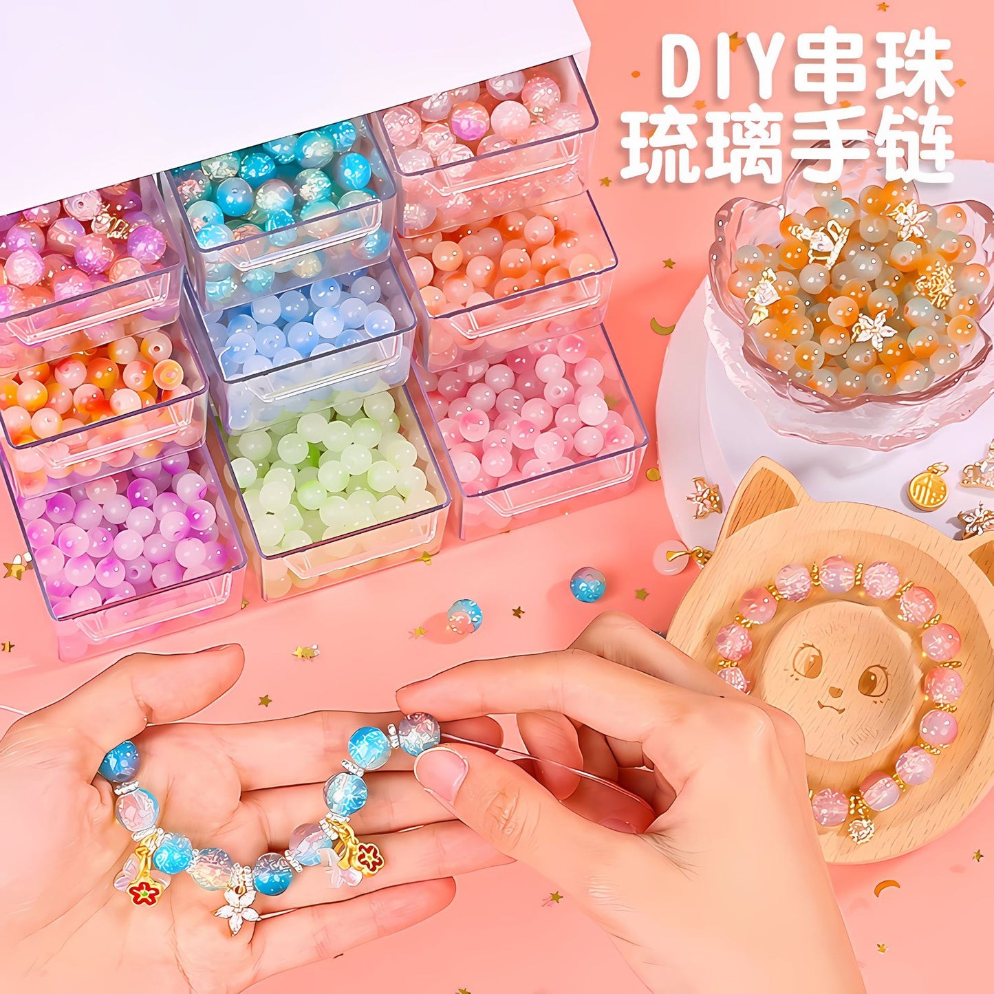 Clearance Kids Beaded Toys Girls Wear Beads DIY Handmade Material Bags Bracelets Necklaces Jewelry Gifts