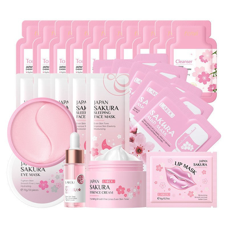 Cross-border full English LAIKOU cherry blossom series skin care set combination facial care full set of hydration manufacturers in stock