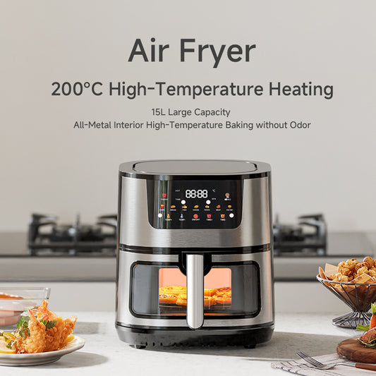 15L large capacity air fryer household multifunctional visual stainless steel electric fryer air fryer cross-border wholesale