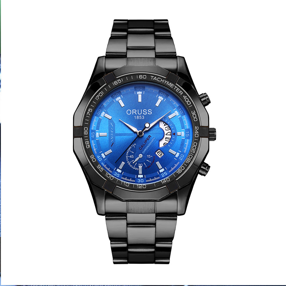 A drop shipping automatic movement watch men's calendar waterproof luminous non-mechanical watch large dial cross-border new