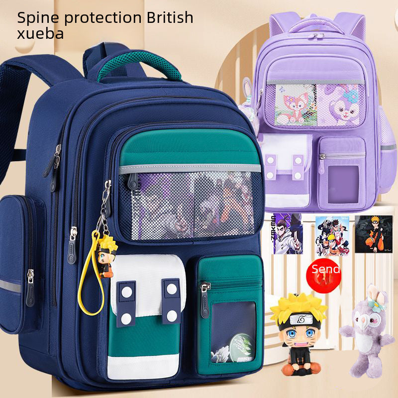 2023 new primary school school bag spine protection to reduce the burden of 123 to 6th grade children's school bag waterproof backpack