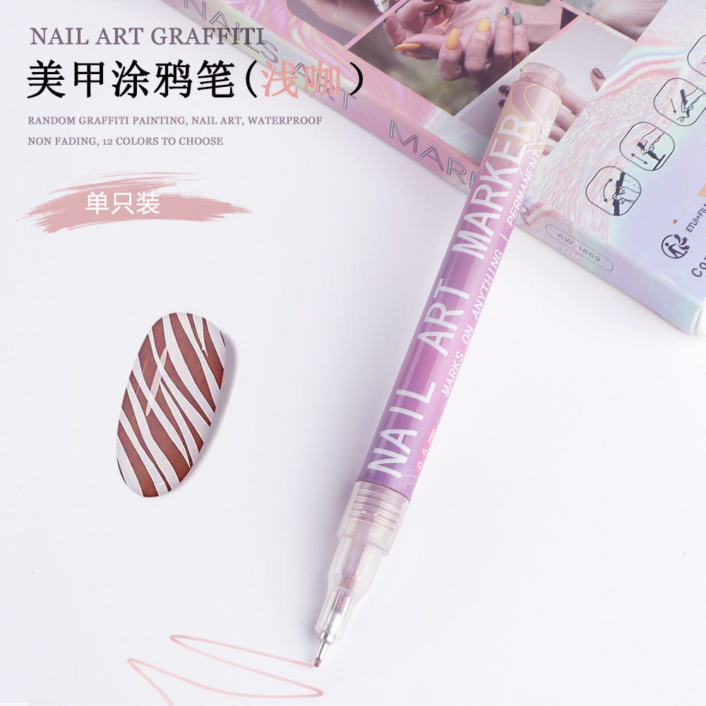 Cross-border SHEIN hot selling nail pen DIY painting graffiti nail art high-gloss hook pen acrylic marker set