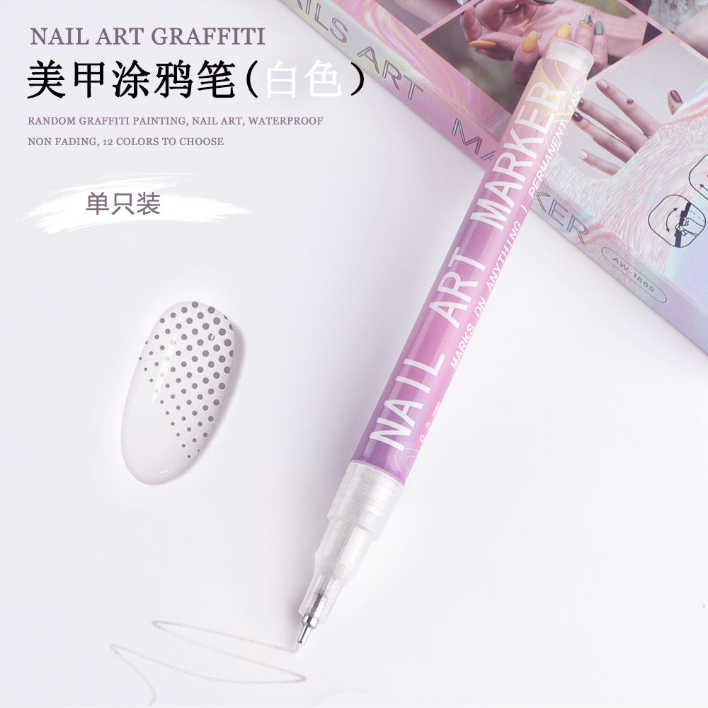Cross-border SHEIN hot selling nail pen DIY painting graffiti nail art high-gloss hook pen acrylic marker set