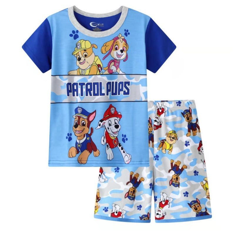 Summer Boys Cartoon Short Sleeve Puppy Loungewear Baby Underwear Pajamas Set T011