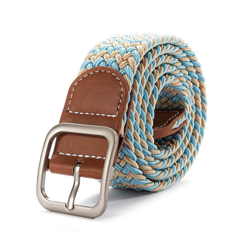 Punch-free belt ladies wild jeans canvas belt woven elastic elastic pin buckle student lazy cloth belt