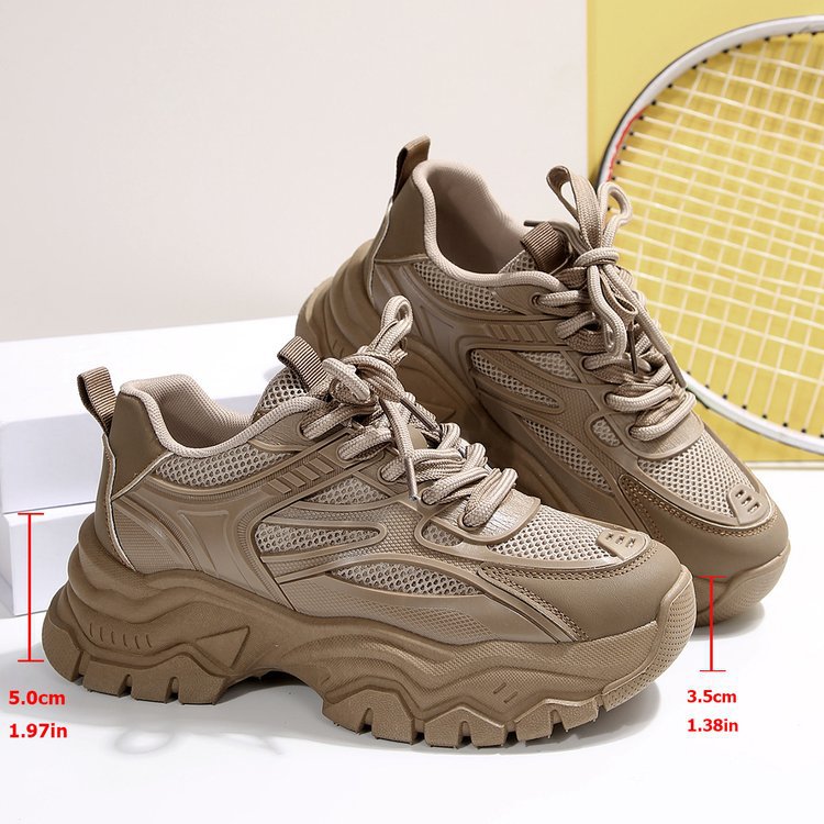 Internet celebrity dad shoes, women's muffins, soft platform casual sneakers, double laces, the same breathable, fashionable and versatile model as the stars