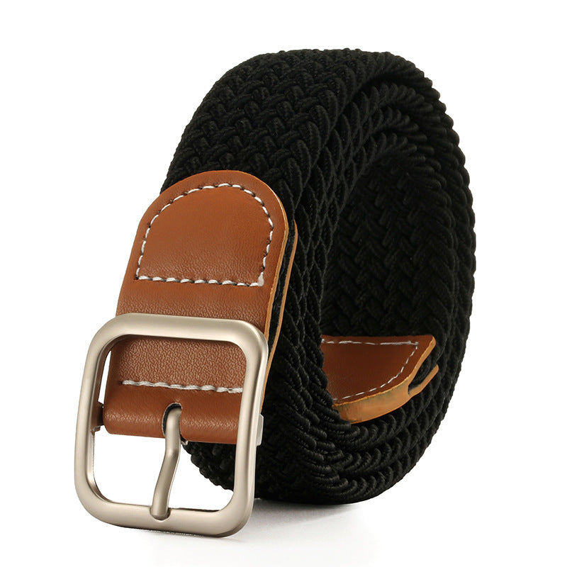 Punch-free belt ladies wild jeans canvas belt woven elastic elastic pin buckle student lazy cloth belt