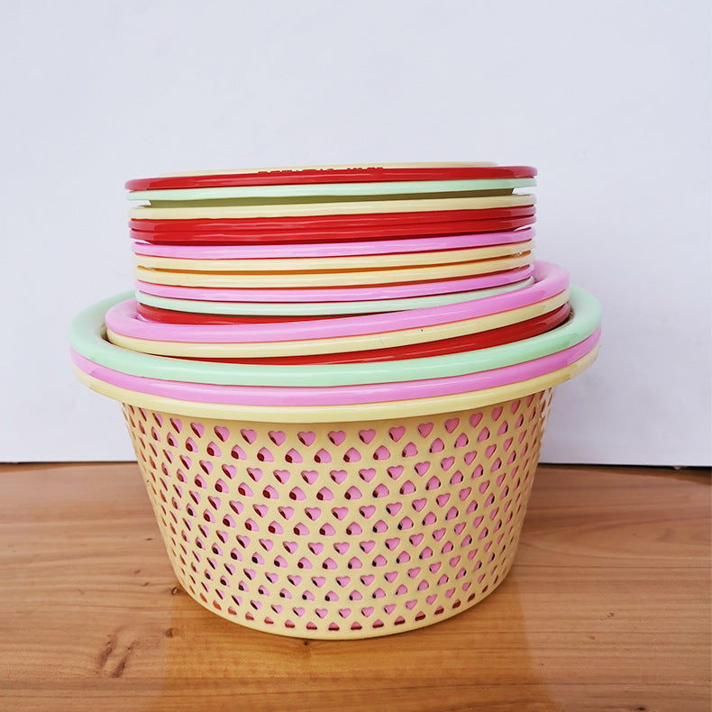 Plastic sieve running jianghu street stall sieve round fruit basket spicy hot hot pot side dish basket egg basket pie