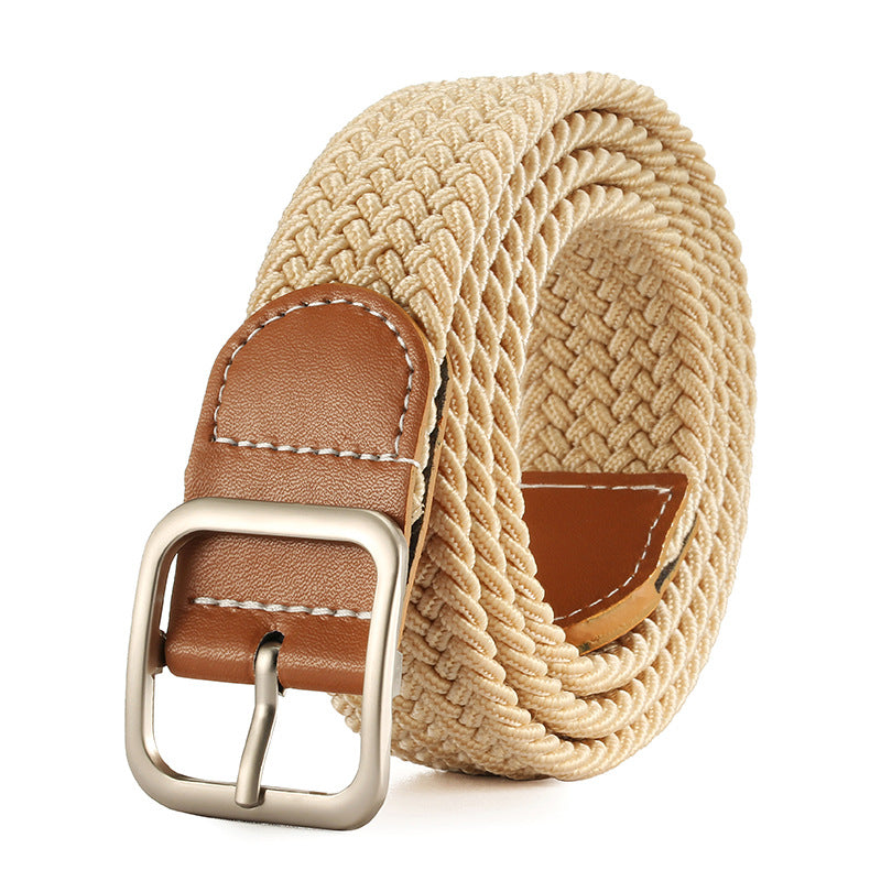 Punch-free belt ladies wild jeans canvas belt woven elastic elastic pin buckle student lazy cloth belt