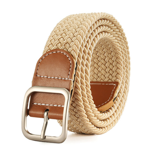 Punch-free belt ladies wild jeans canvas belt woven elastic elastic pin buckle student lazy cloth belt
