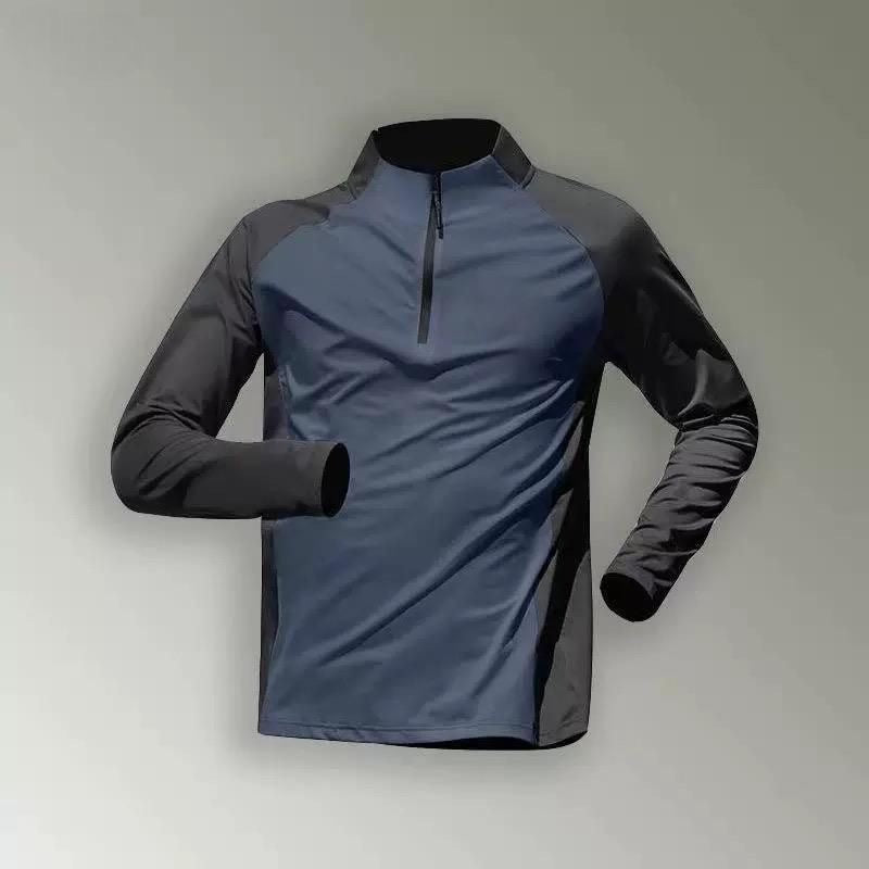 Half zip up training clothes men's long sleeve quick-drying clothes cycling sports track and field t-shirt tops running fitness clothes