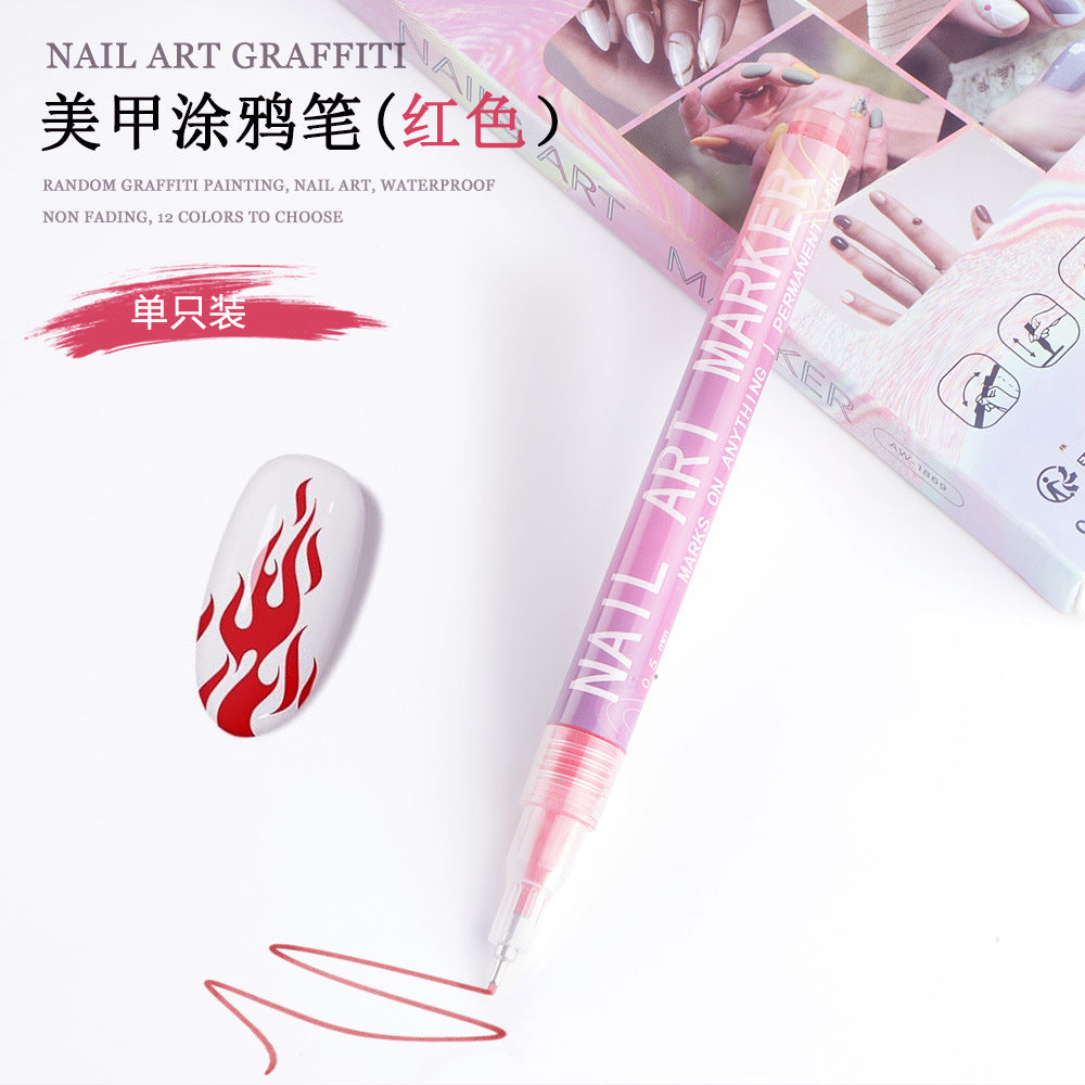 Cross-border SHEIN hot selling nail pen DIY painting graffiti nail art high-gloss hook pen acrylic marker set