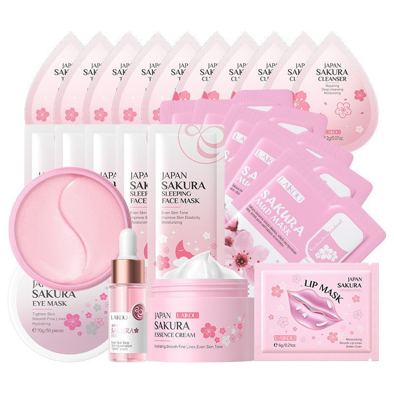 Cross-border full English LAIKOU cherry blossom series skin care set combination facial care full set of hydration manufacturers in stock