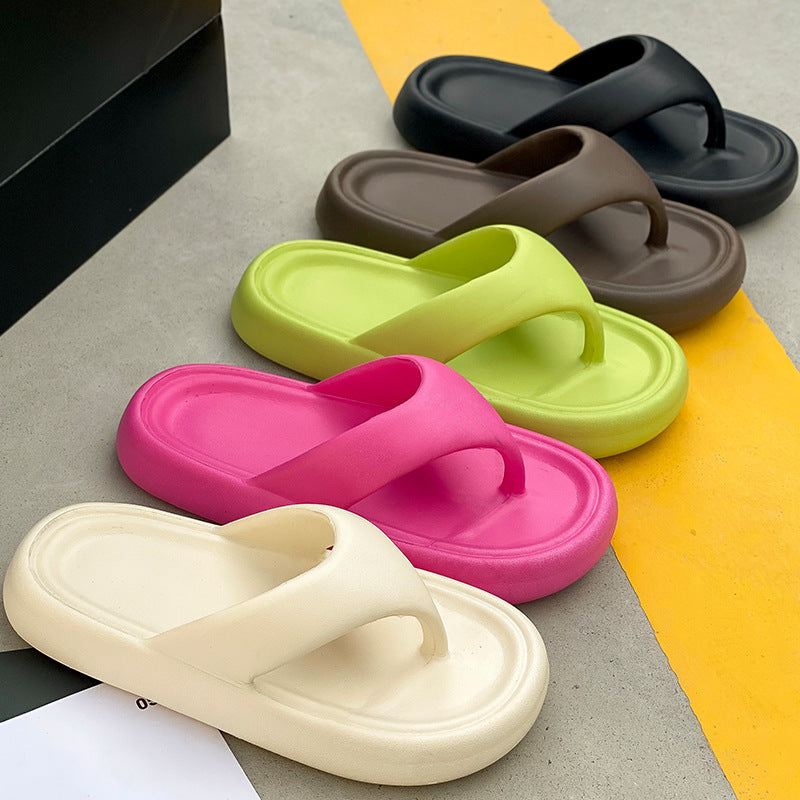 Wholesale-stepping touching flip-flops women's eva summer wear slippers men's thick-soled non-slip couple soft-soled sandwiched sand