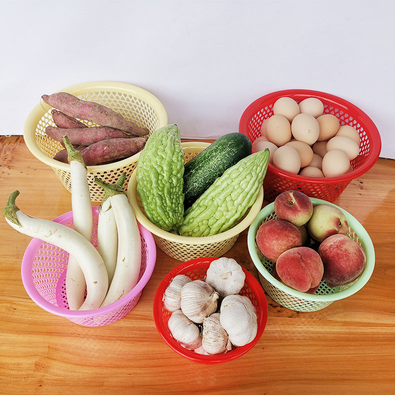 Plastic sieve running jianghu street stall sieve round fruit basket spicy hot hot pot side dish basket egg basket pie