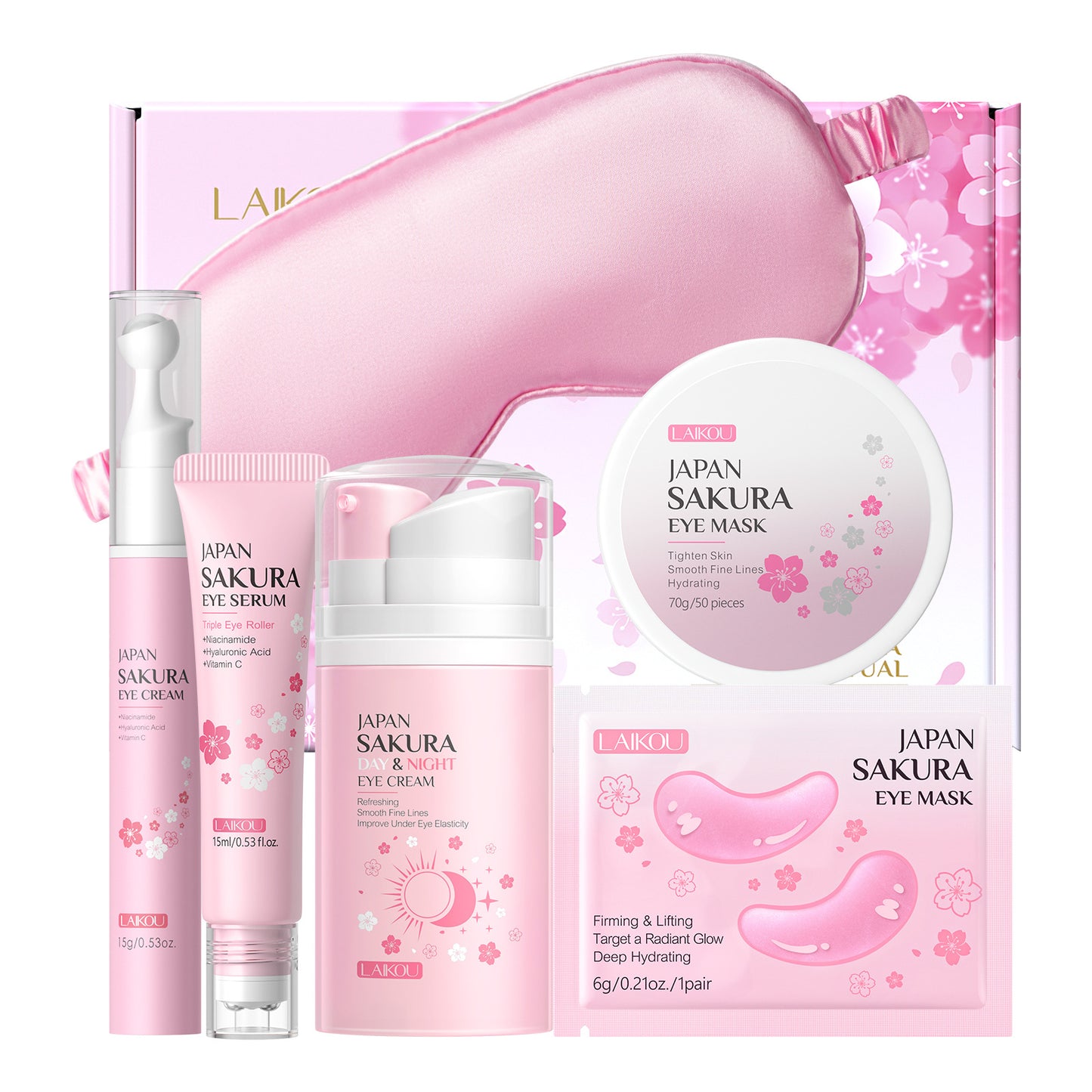 Cross-border full English LAIKOU cherry blossom series skin care set combination facial care full set of hydration manufacturers in stock