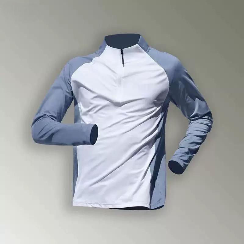 Half zip up training clothes men's long sleeve quick-drying clothes cycling sports track and field t-shirt tops running fitness clothes