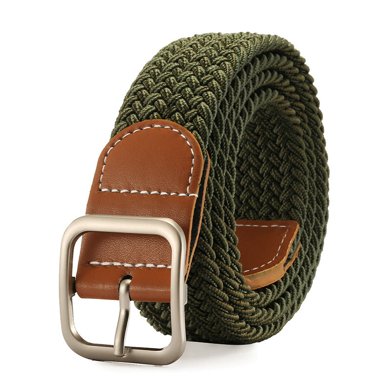 Punch-free belt ladies wild jeans canvas belt woven elastic elastic pin buckle student lazy cloth belt