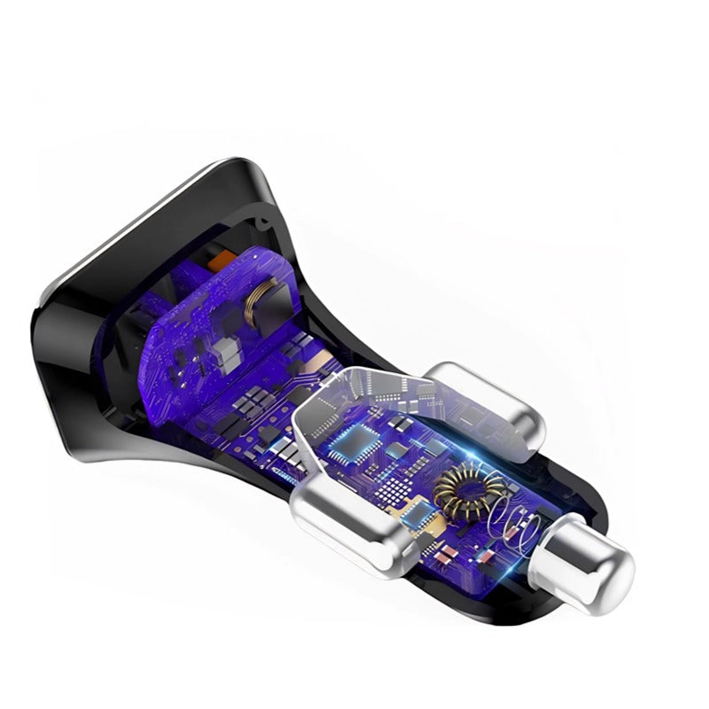 Car charger one tow two hidden multi-port dual-hole car charger super fast charging cigarette lighter car fast charging plug