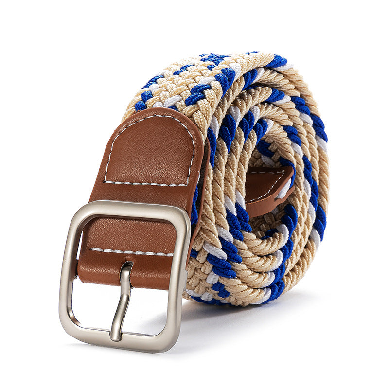 Punch-free belt ladies wild jeans canvas belt woven elastic elastic pin buckle student lazy cloth belt