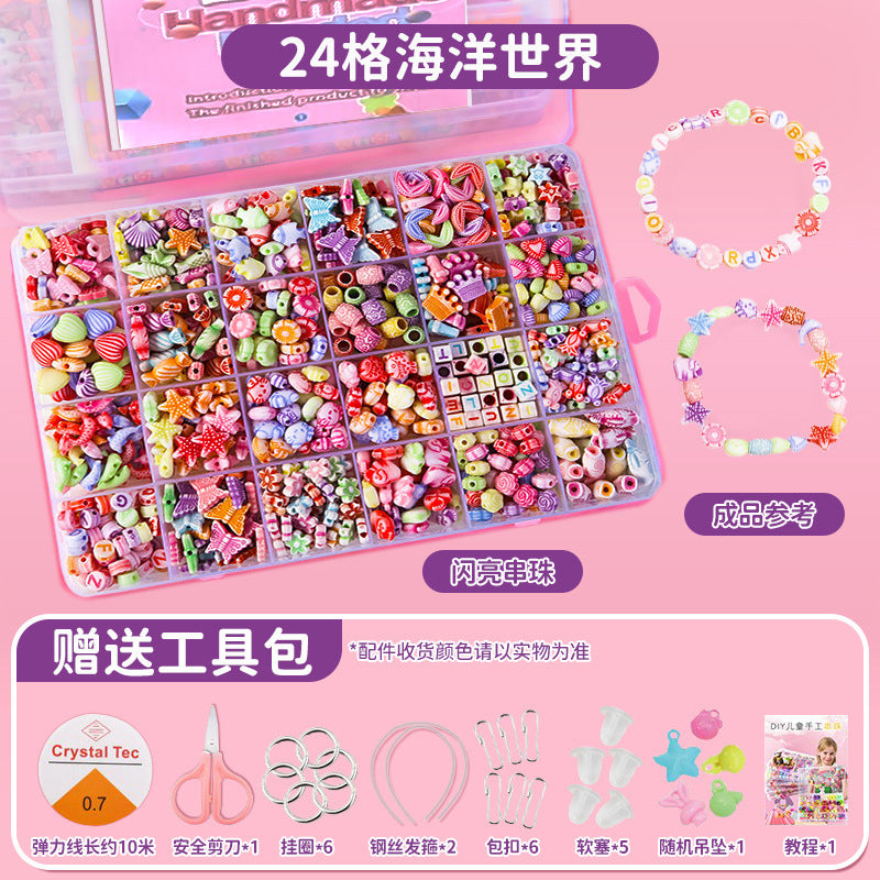 Clearance Kids Beaded Toys Girls Wear Beads DIY Handmade Material Bags Bracelets Necklaces Jewelry Gifts
