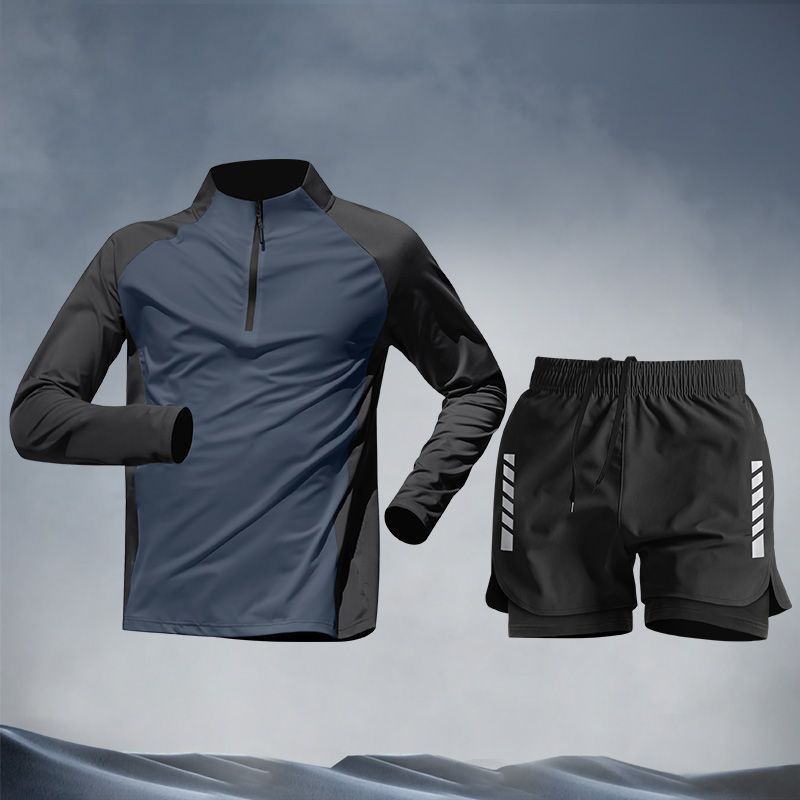 Swimsuit Men's Long Sleeve Sunscreen Swim Set New Teen Swimming Trunks Top Full Set of Adult Hot Spring Equipment