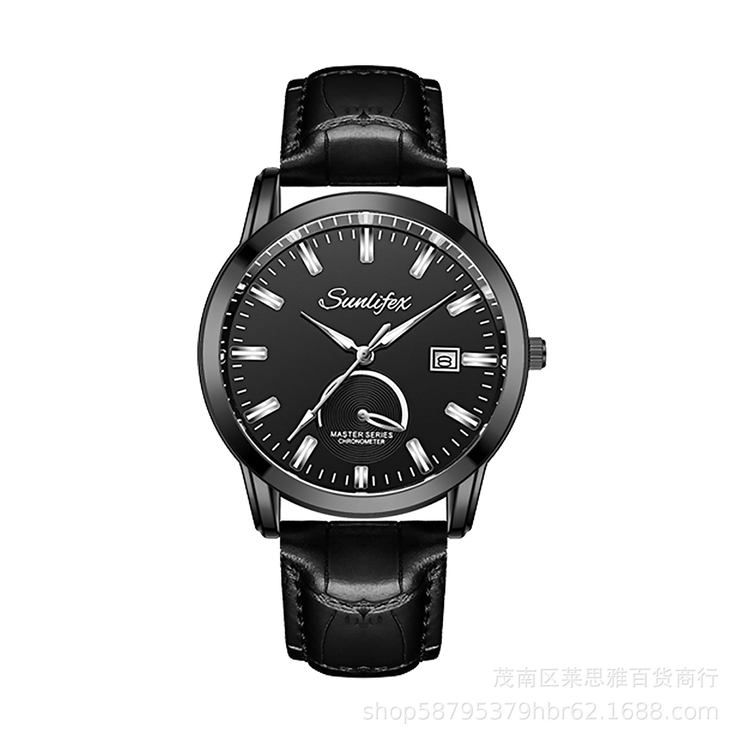Foreign trade hot direct sales new men's watch student men's luminous waterproof sports leather strap black quartz watch