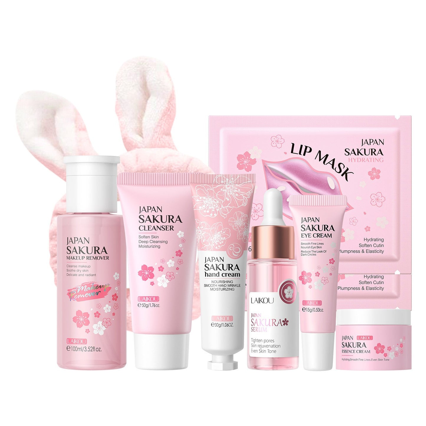 Cross-border full English LAIKOU cherry blossom series skin care set combination facial care full set of hydration manufacturers in stock