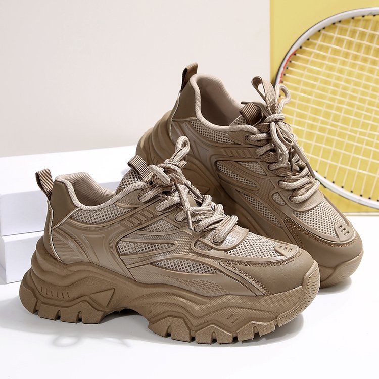 Internet celebrity dad shoes, women's muffins, soft platform casual sneakers, double laces, the same breathable, fashionable and versatile model as the stars
