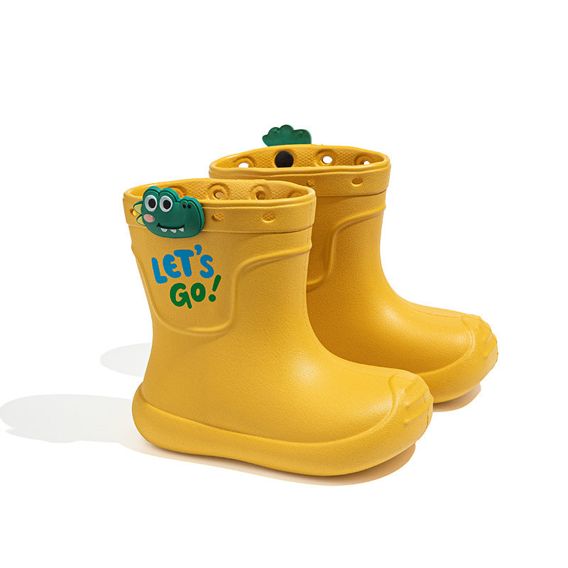 Children's mid-calf cartoon non-slip water boots for boys, girls' kindergarten and baby rain boots, waterproof rubber shoes