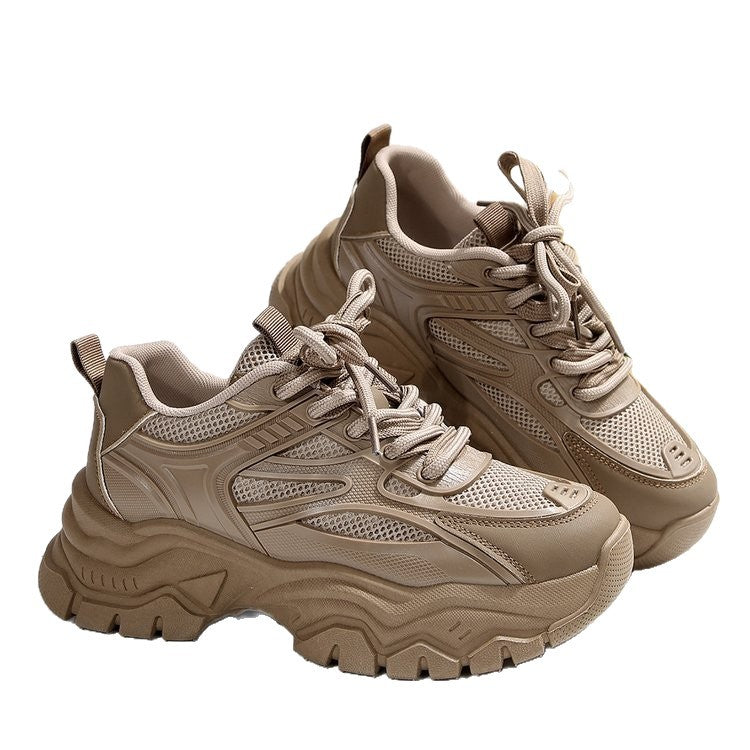 Internet celebrity dad shoes, women's muffins, soft platform casual sneakers, double laces, the same breathable, fashionable and versatile model as the stars
